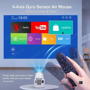 Videoproiector Portabil 4K, Android, WiFi6, BT 5.0, Smart, Rotire 180  - imagine 5