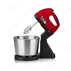 Mixer 2-în-1 RAF R6637R,de mână și masă, 250W, 7 viteze, bol inox 2L, roșu-negru