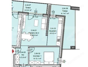 Apartament 2 camere, 52 mp, Terasa 21 mp, Imobil Nou, Semicentral - imagine 5