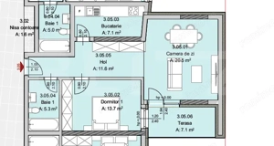 Apartament 2 camere, 58 mp, Terasa 7 mp, Imobil Nou, Semicentral - imagine 5