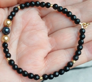 Bratara argint placat cu aur si onix