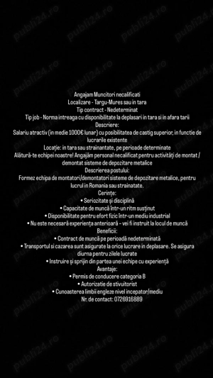 Angajez muncitori pt montaj 