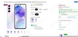 Telefon mobil Samsung Galaxy A55, Dual SIM, 8GB, 256GB, 5G, Awesome Lilac, CA NOU!! - imagine 2