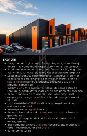 HALE INDUSTRIALE MODERNE ÎN PARCUL INDUSTRIAL SIBIU | 2200mp Teren 200mpu - imagine 8