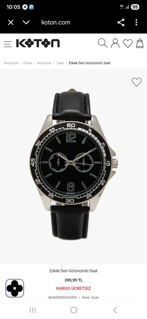 Ceas bărbătesc cu aspect de piele 399,99 TL