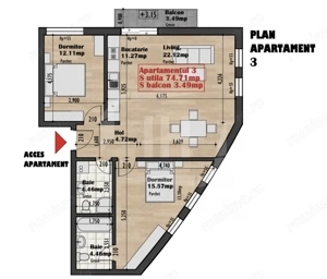 Apartament 3 camere, 2 bai, etaj 1, bloc finalizat in cartierul Iris