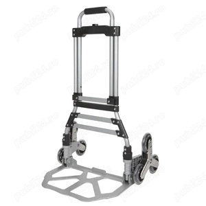 Carucior Liza de greutati 75KG, pliabil,6roti, Aluminiu, Argintiu, nou