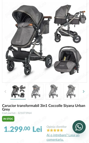 Carucior transformabil 3in1 Coccolle Siyana Urban Grey