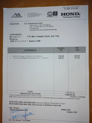 Vând roata completa 235x60R18 pentru Honda CR-V  HYBRID V (model 2017-2022) - imagine 2