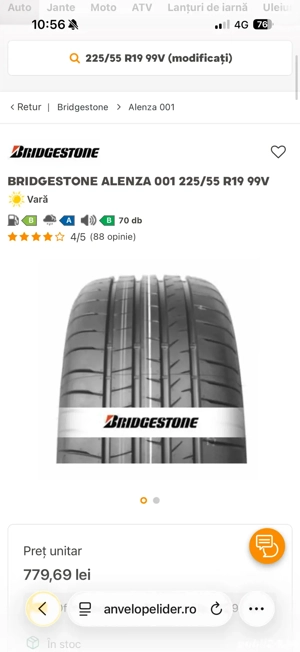 de vanzare 4 cauciucuri brigestone alenza 225 55 R19 - imagine 5