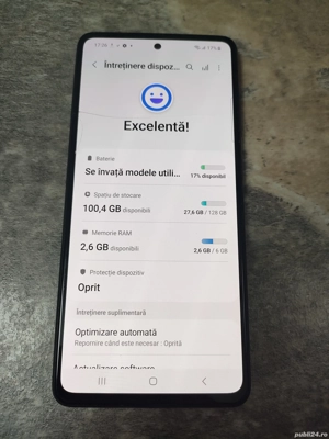 samsung a52s in stare buna cu o fisura fina pe sticla 