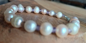 Brățară perle de cultură cu ametist și argint