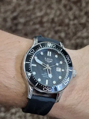 Vand ceas lige quartz negru silicon - imagine 2