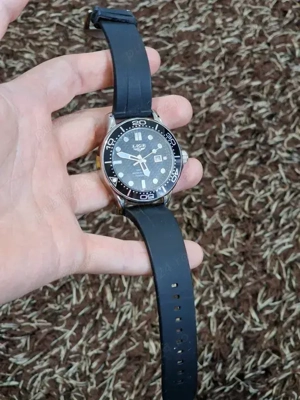 Vand ceas lige quartz negru silicon