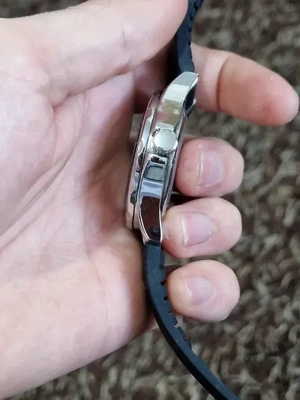 Vand ceas lige quartz negru silicon - imagine 3