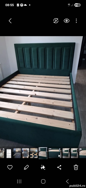 Pat tapițat din lemn masiv 200 160cm 