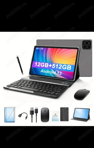Pachet Complet: Tableta 10'+Husa+Mouse+Tastatura+Cabluri+Incarcator+Pen+Folie, Sigilata