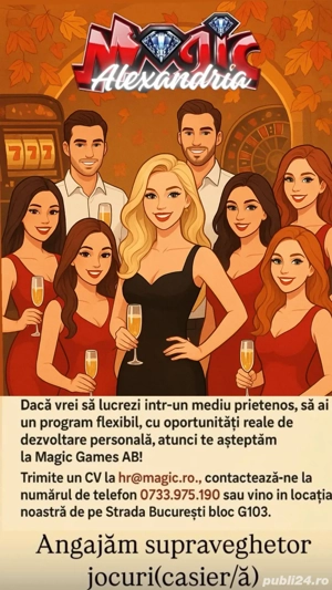 angajam supraveghetor jocuri(casier a)