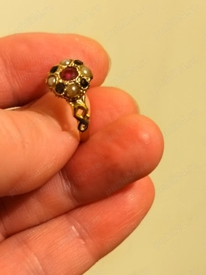 Inel din Aur 14k cu Rubin natural Perlute și Turmalina 