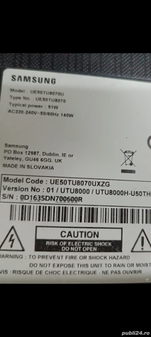 Samsung UE50TU8072U defect 