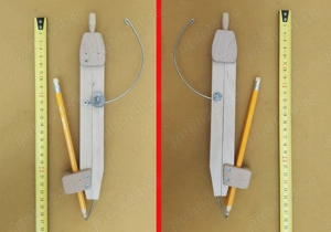 Compas Artizanal Mare din Lemn + Creion cu Radiera