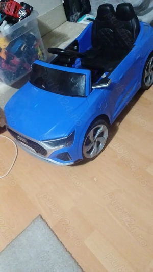 Masinuta electrica copii, Audi SQ8, 70W, 12V, telecomanda, roti moi, scaun tapitat, albastra - imagine 6
