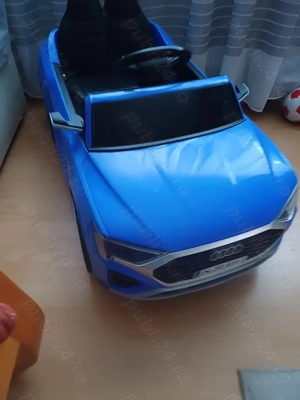 Masinuta electrica copii, Audi SQ8, 70W, 12V, telecomanda, roti moi, scaun tapitat, albastra - imagine 7