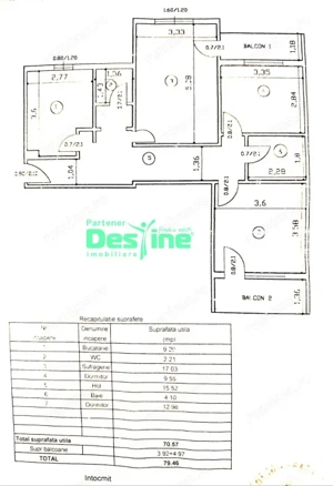 Apartament 3 camere, decomandat ,  Valea Lupului, 88.900 euro - imagine 12
