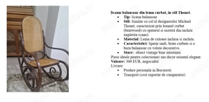 10.	Scaun balansoar din lemn curbat, in stil Thonet.