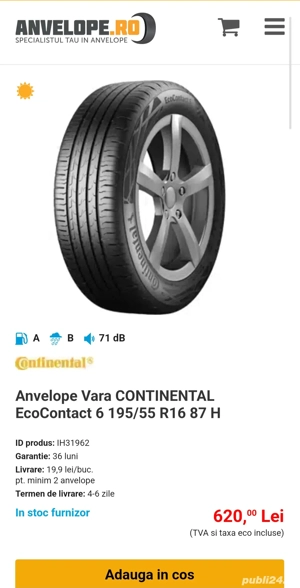 Set Anvelope NOI Continental 195 55 R16 originale Logan 3 2025 - imagine 2