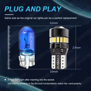 Bec LED T10 W5W Canbus fără Eroare 194 168 pentru Lumini de Parcare, Semnalizare și Interior Auto    - imagine 3