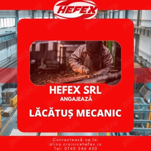Anunț de Angajare   Lăcătuș Mecanic   Full-time   Hefex SRL