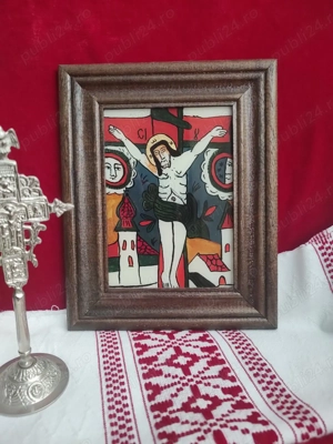 Icoană pictată pe sticlă Răstignirea Domnului