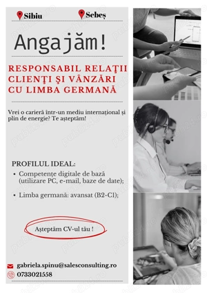 Angajam Responsabil relatii clienti cu limba germana