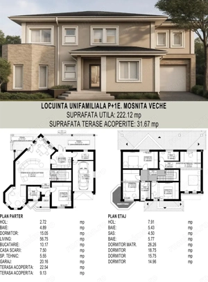 Casa individuala, 222mp, 32mp Terasa, P+E, Mosnita Veche, Comision 0% - imagine 8
