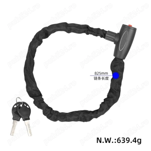 Lacăt Bicicletă Trotinetă cu Lanț Grosis Anti-furt | Accesorii Ciclism și Trotinete Electrice