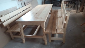 Masa, scaune, banca din lemn, dimensiuni pe comanda  - imagine 3