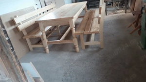 Masa, scaune, banca din lemn, dimensiuni pe comanda  - imagine 2