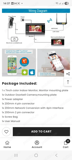 Vand interfon TMEZON Home Intercom System Wireless WiFi Smart IP 7 Inch - imagine 5