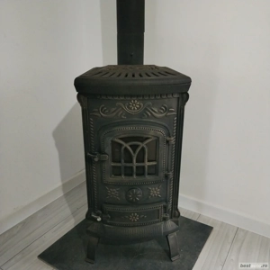 Soba fonta pe lemne, tip semineu, cu plita de gatit, Plato, 827 x 438 x 409 mm