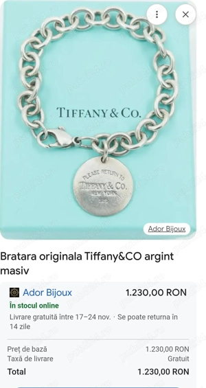 Vand brățară de argint Tiffany&Co Newyork