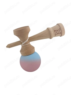 Kendama X Originala, Profesionala, Flippy, din Lemn, Rubber Grip, 18 cm, Albastru Lila - imagine 4