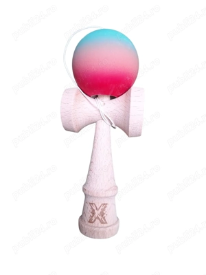 Kendama X Originala, Profesionala, Flippy, din Lemn, Rubber Grip, 18 cm, Albastru Lila - imagine 3