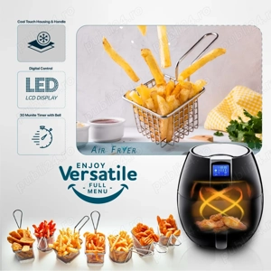 Friteuza Air Fryer Digital ZILAN ZLN-3604,1500 W, Capacitate 3.5 l, Timer 30 min, Negru