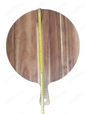 Blat   Tocator   Platou - rustic din lemn stratificat - pizza (rotund cu maner)