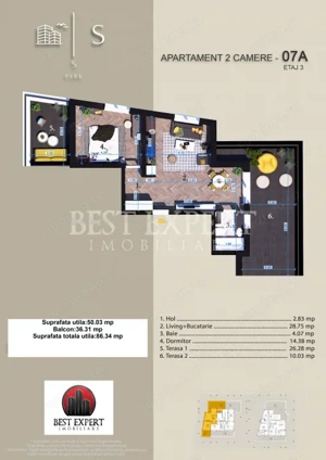 2 Camere Zona Linistita -acces rapid STB-5 Min