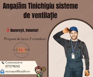 Angajăm Tinichigiu sisteme de ventilație - 2 schimburi
