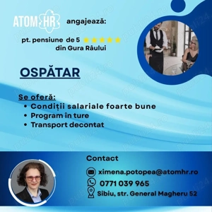 Angajam ospatar pentru Pensiune