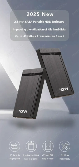 Carcasa rack pentru Hard disk SATA 2.5 inch, USB 3.0 Enclosure