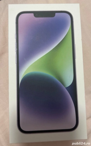 iPhone 14 mov 128GB + cutie, încărcător+10 huse